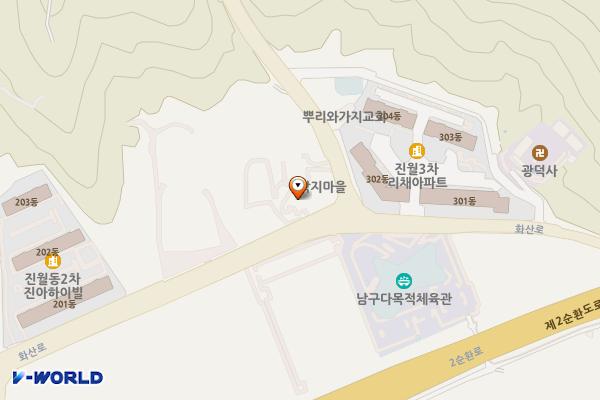 뜨락 위치 지도 — 전남광주통합특별시 남구 화산로 105