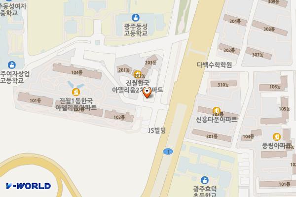 현대자동차 블루핸즈 위치 지도 — 전남광주통합특별시 남구 서문대로627번안길 12