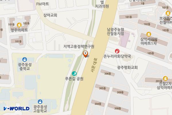 타이어프로진월점 위치 지도 — 전남광주통합특별시 남구 서문대로 645