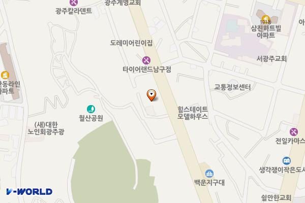 현대자동차(월산남부점) 위치 지도 — 전남광주통합특별시 남구 월산로 47-2