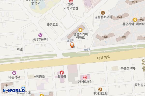 광주생명샘교회 위치 지도 — 전남광주통합특별시 남구 백양로 81