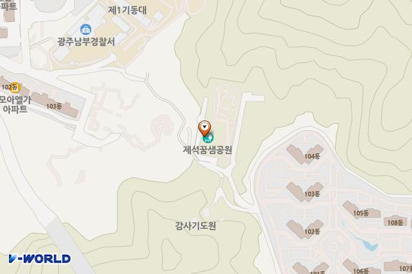 제석꿈샘어린이공원화장실 위치 지도 — 전남광주통합특별시 남구 봉선2동 54-1