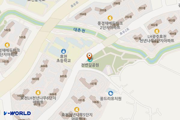 효천천변길근린공원화장실 위치 지도 — 전남광주통합특별시 남구 효우2로 65
