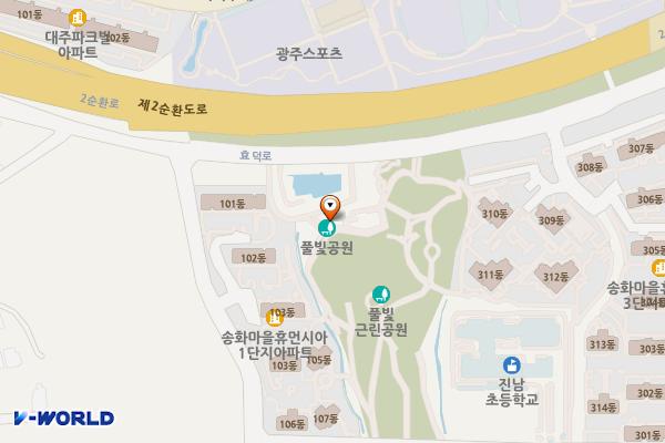 풀빛근린공원화장실 위치 지도 — 전남광주통합특별시 남구 효덕로 314-44