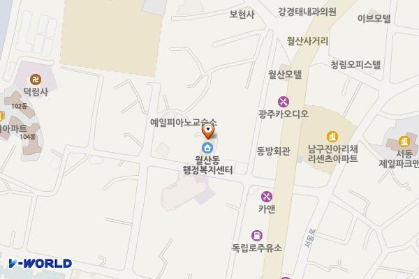 월산동행정복지센터 위치 지도 — 전남광주통합특별시 남구 덕림2길 3