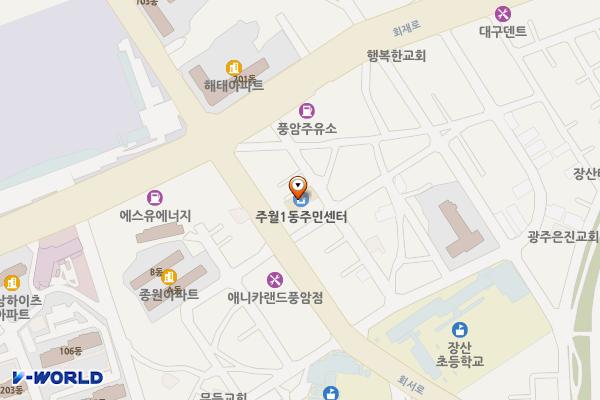주월1동행정복지센터 위치 지도 — 전남광주통합특별시 남구 회서로21번가길 13
