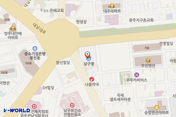 남구청 위치 지도 — 전남광주통합특별시 남구 봉선로 1