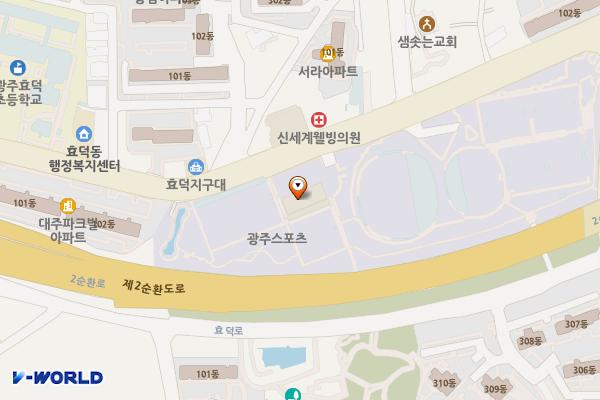 마을공동체협력센터(1층) 위치 지도 — 전남광주통합특별시 남구 화산로 32