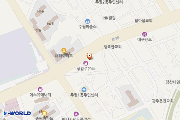 풍암주유소 위치 지도 — 전남광주통합특별시 남구 회재로1208