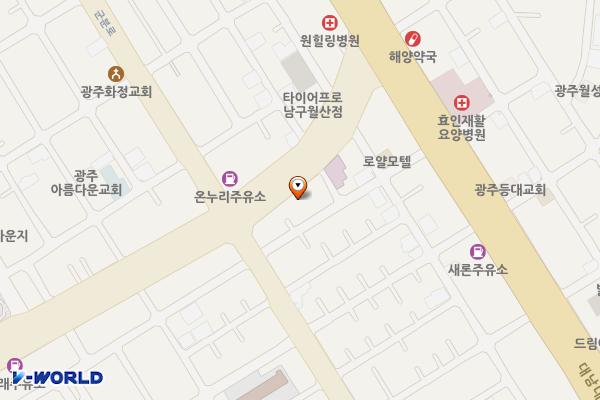 SK월드컵주유소 위치 지도 — 전남광주통합특별시 남구 금화로 412