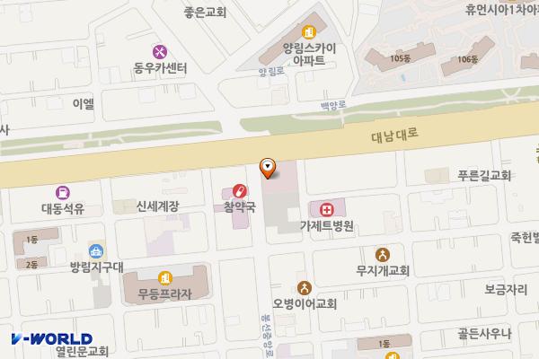 미래아동병원(1F) 위치 지도 — 전남광주통합특별시 남구 대남대로 131