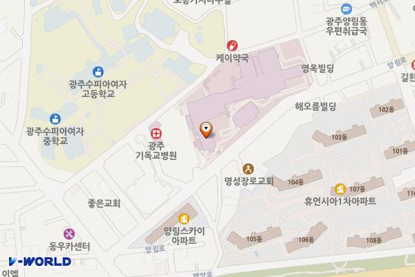 광주기독병원 위치 지도 — 전남광주통합특별시 남구 양림로 37
