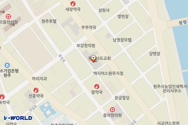 으뜸주차장 위치 지도 — 강원특별자치도 원주시 중앙동 90
