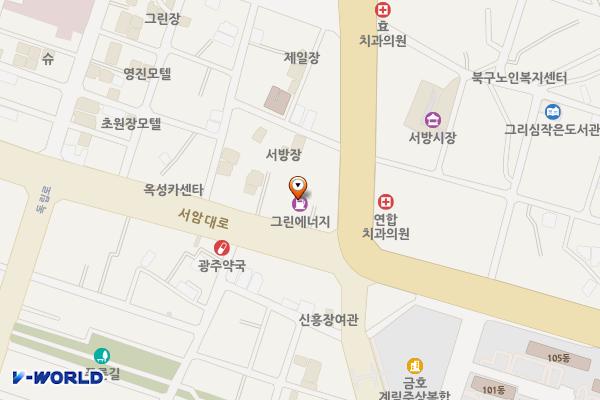 그린에너지 알라딘서방주유소 위치 지도 — 전남광주통합특별시 북구 서암대로 323(우산동)