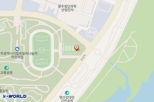 첨단체육공원(테니스장) 위치 지도 — 전남광주통합특별시 북구 추암로 37, 공원관리사무소 (오룡동)