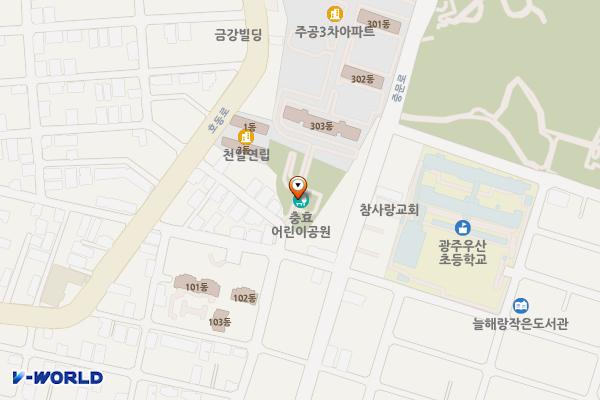 충효어린이공원 위치 지도 — 전남광주통합특별시 북구 서방로39번길 68 (우산동)