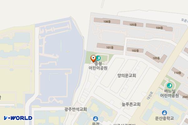 송정어린이공원 위치 지도 — 전남광주통합특별시 북구 대천로157번길 73 (문흥동)