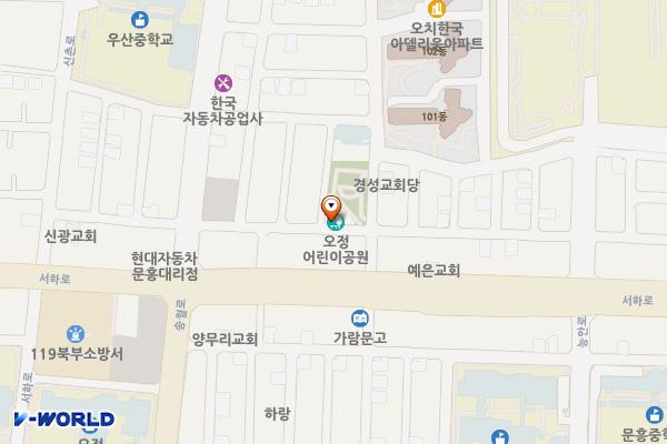 오정어린이공원 위치 지도 — 전남광주통합특별시 북구 송월로40번길 23