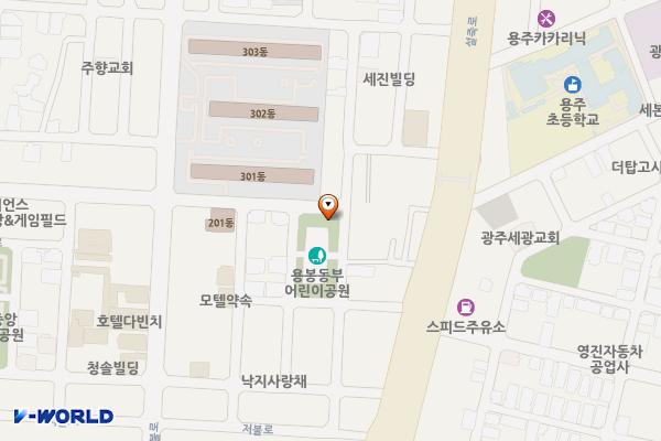 용봉동부어린이공원 위치 지도 — 전남광주통합특별시 북구 저불로70번길 14(용봉동)