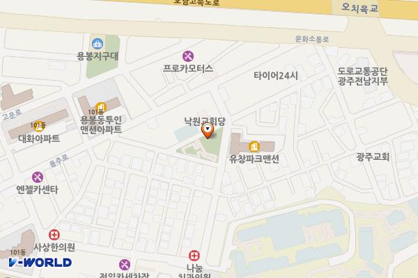 용주어린이공원 위치 지도 — 전남광주통합특별시 북구 용주로46번길 29 (용봉동)