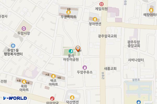 둘리어린이공원 위치 지도 — 전남광주통합특별시 북구 서방로181번길 43 (두암동)