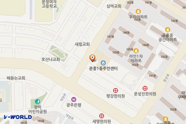 광주문흥동우체국 위치 지도 — 전남광주통합특별시 북구 대천로 140-1(문흥동)