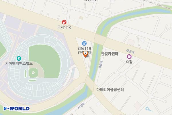 무등경기장앞 위치 지도 — 전남광주통합특별시 북구 서림로 9(임동)