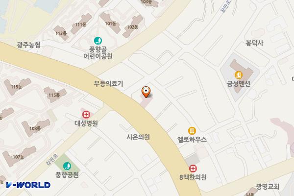 광주탑정형외과 위치 지도 — 전남광주통합특별시 북구 필문대로 95(풍향동)
