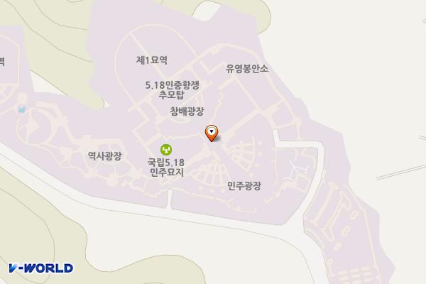 국립5.18민주묘지(야외) 위치 지도 — 전남광주통합특별시 북구 민주로 200(운정동)