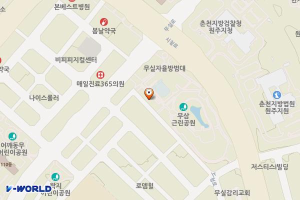 무삼공원 공영주차장 위치 지도 — 강원특별자치도 원주시 무실동 1826번지