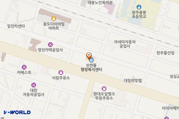 신안동 행정복지센터 위치 지도 — 전남광주통합특별시 북구 자산로 66(신안동)
