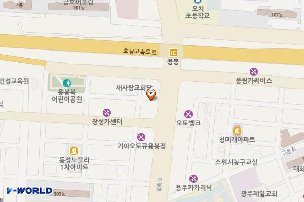 쌍용자동차 서비스 위치 지도 — 전남광주통합특별시 북구 설죽로 265(용봉동)