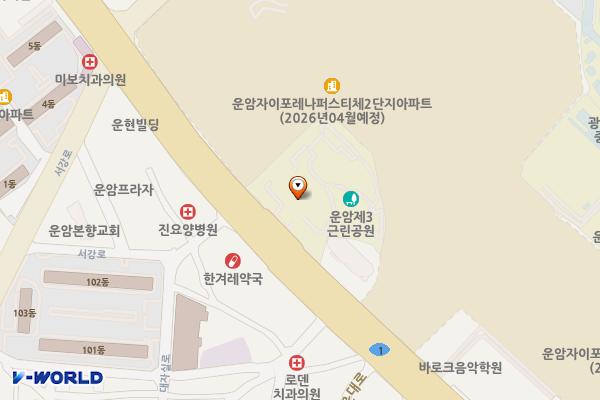 운암도서관 위치 지도 — 전남광주통합특별시 북구 북문대로 118(운암동)