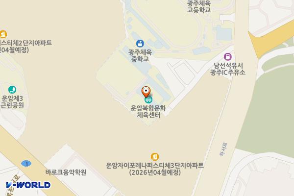 운암복합문화체육센터 위치 지도 — 전남광주통합특별시 북구 북문대로98번길 20, 운암복합문화체육센터 (운암동)