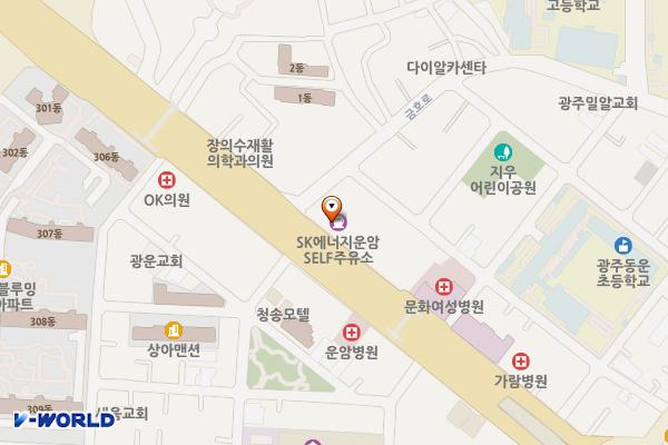 ㈜대창석유직영 운암주유소 위치 지도 — 전남광주통합특별시 북구 북문대로 34(운암동)