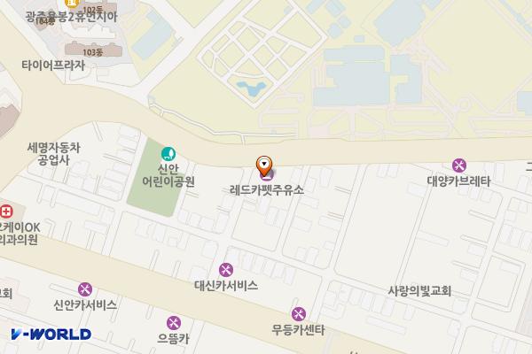 ㈜레드카펫주유소 위치 지도 — 전남광주통합특별시 북구 용봉로 24(신안동)