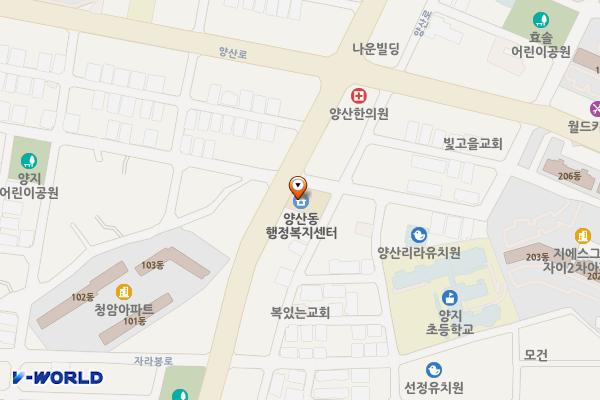 양산동 행정복지센터 위치 지도 — 전남광주통합특별시 북구 양산택지로 32(양산동)