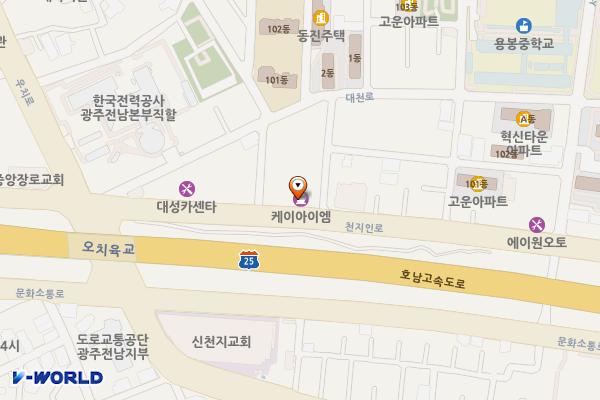 오치한전주유소 위치 지도 — 전남광주통합특별시 북구 천지인로 91(오치동)