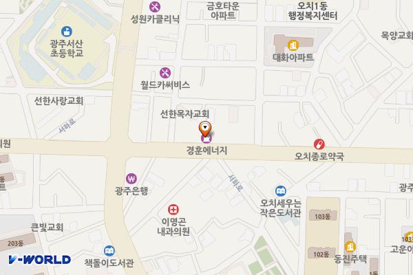 무지개주유소 위치 지도 — 전남광주통합특별시 북구 서하로 237(오치동)