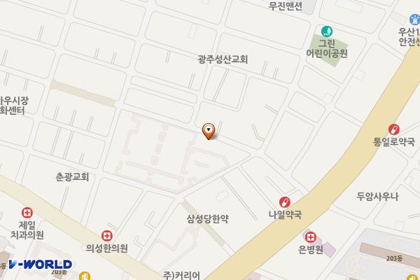 말바우만남의광장 위치 지도 — 전남광주통합특별시 북구 동문대로97번길 23(우산동)