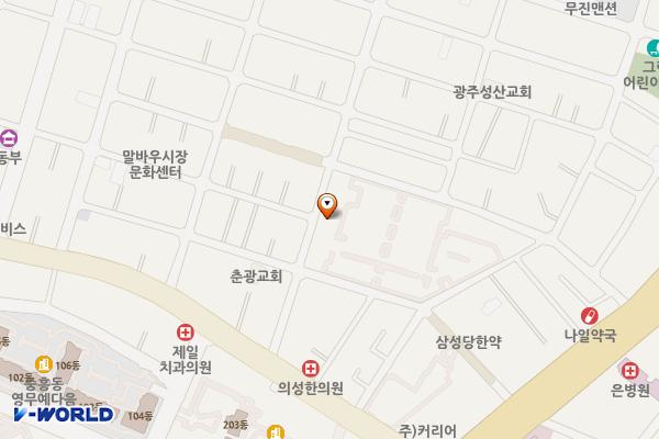 말바우주차장 고객쉼터 옆 위치 지도 — 전남광주통합특별시 북구 동문대로97번길 55(우산동)