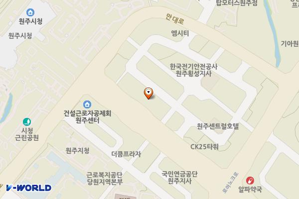 무실동 쌈지주차장 위치 지도 — 강원특별자치도 원주시 무실동 1721-8