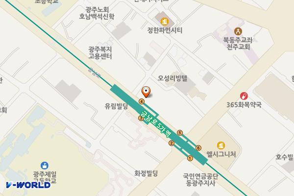 광주도시철도공사 위치 지도 — 전남광주통합특별시 북구 금남로 133(북동)