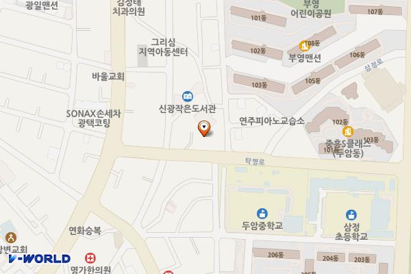 (주)대창석유직영국일충전소 위치 지도 — 전남광주통합특별시 북구 탁영로 11(두암동)
