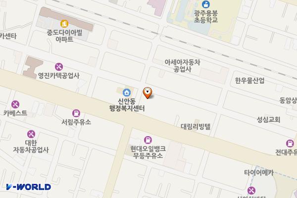 (주)도시산업신안동영업소 위치 지도 — 전남광주통합특별시 북구 무등로137번길 8(신안동)