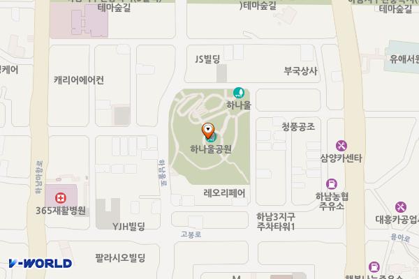 하나울 공원 위치 지도 — 전남광주통합특별시 광산구 흑석동 723