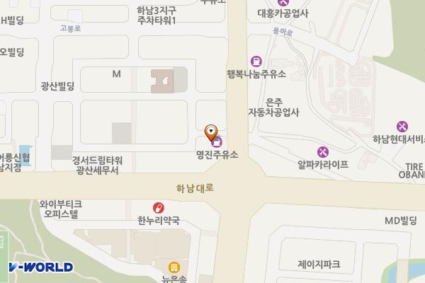 ㈜명진주유소 위치 지도 — 전남광주통합특별시 광산구 용아로 419(하남동)