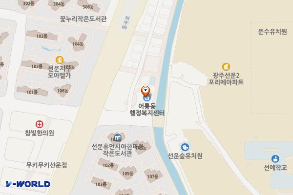이야기꽃 도서관 위치 지도 — 전남광주통합특별시 광산구 선운중앙로67번길 6, 선운이야기꽃도서관/어룡동행정복지센터 (선암동)