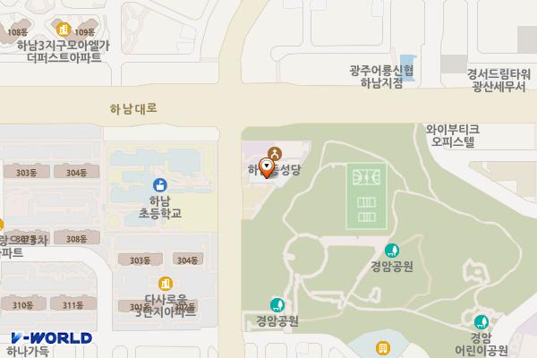 하남동행정복지센터 위치 지도 — 전남광주통합특별시 광산구 하남대로54번길 15 (하남동)