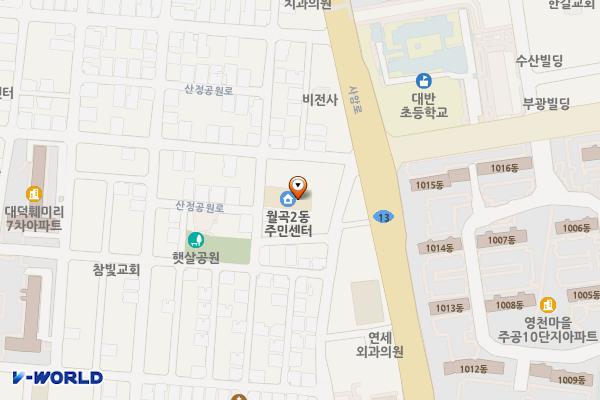 월곡2동행정복지센터 위치 지도 — 전남광주통합특별시 광산구 산정공원로72번길 21-12 (월곡동)